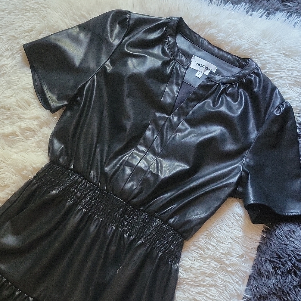 🐞New Vigoss Black Faux Leather Dress